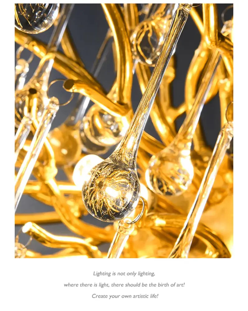 Elegant gold chrome crystal chandelier for living room