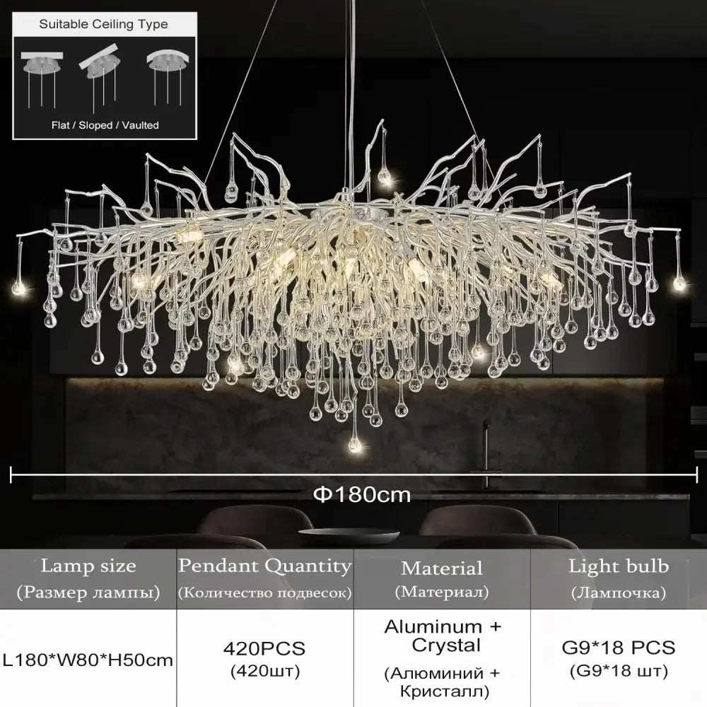 Elegant gold crystal chandelier for living room aluminum pendant