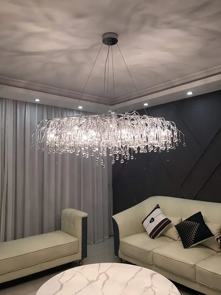 Elegant gold chrome crystal chandelier for living room