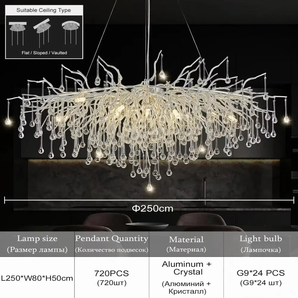 Elegant gold crystal chandelier for living room aluminum pendant
