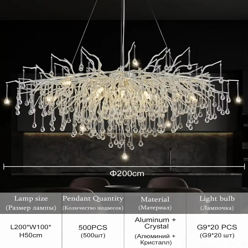Elegant gold crystal chandelier for living room with branching arms