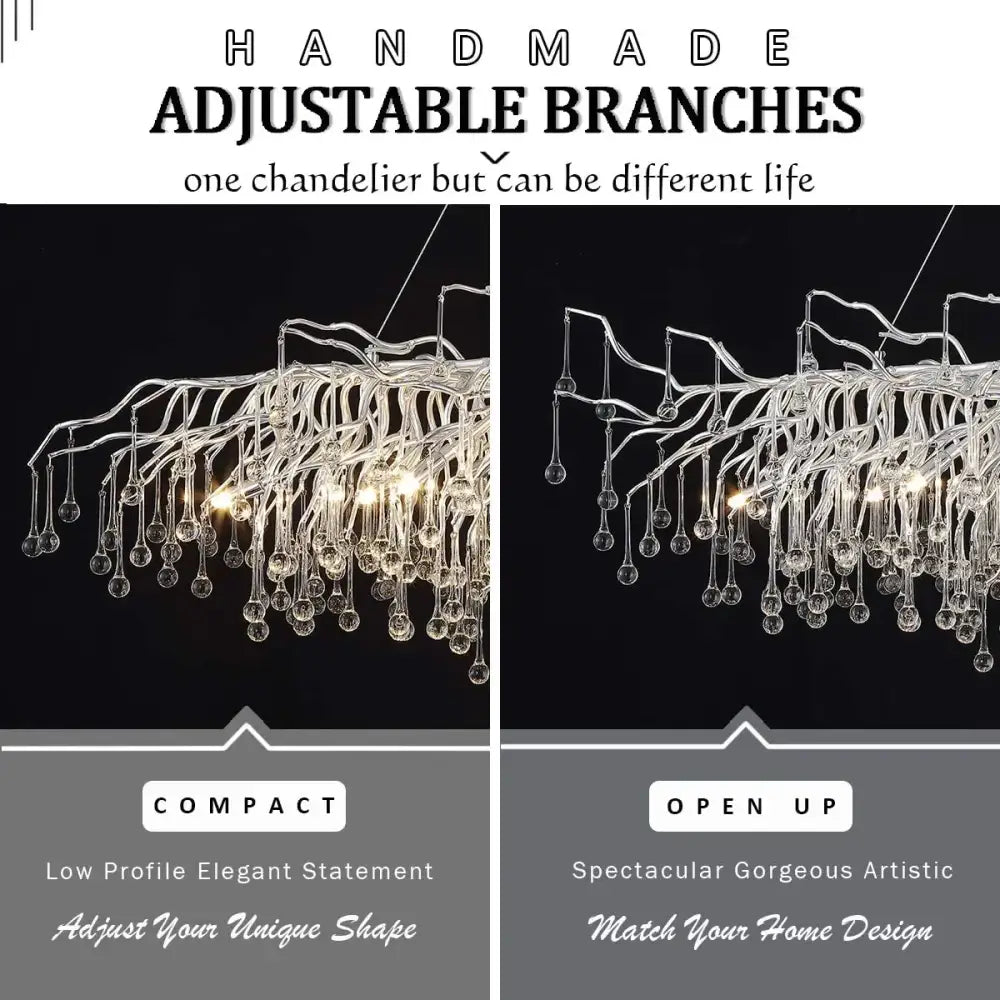 Elegant gold crystal chandelier for living room with branching arms