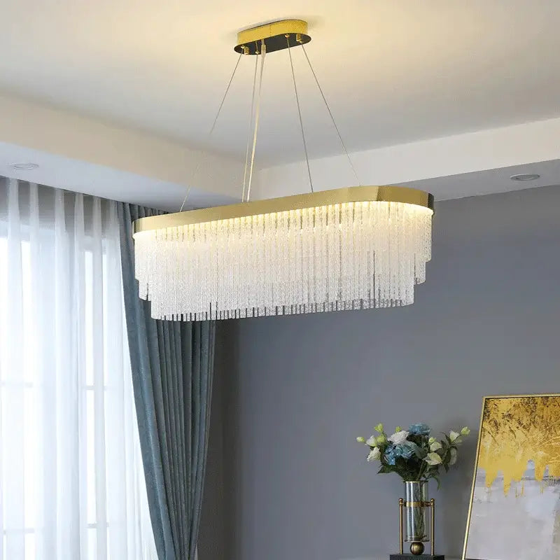 Modern gold luster crystal chandelier dining room pendant light