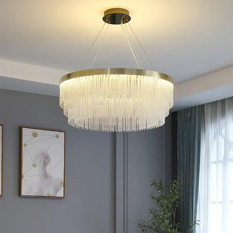 Modern gold luster crystal chandelier dining room pendant light