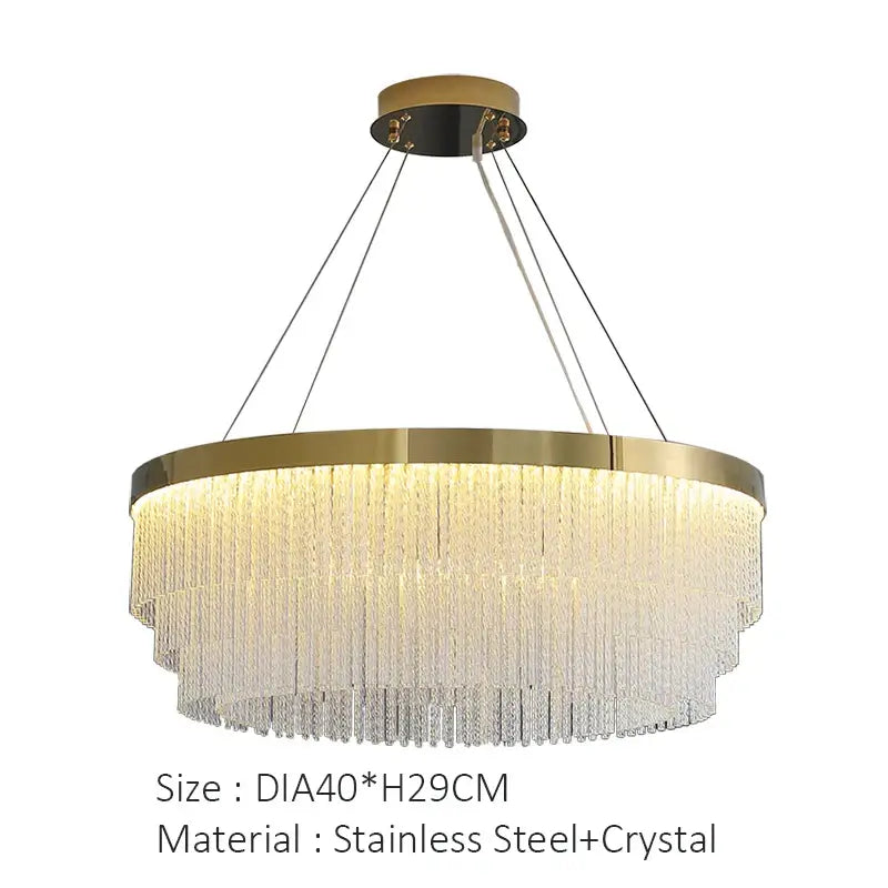 Modern gold luster crystal chandelier dining room pendant light