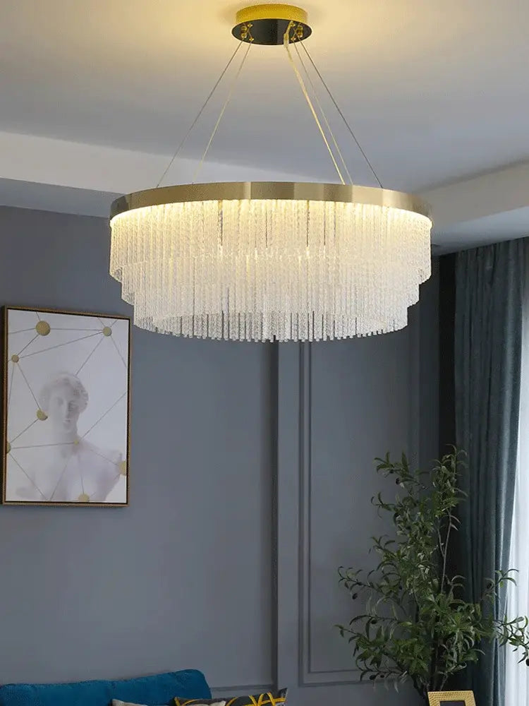 Modern gold luster crystal chandelier dining room pendant light
