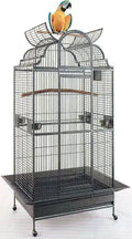 Elegant black wrought iron dome play bird parrot cage living room