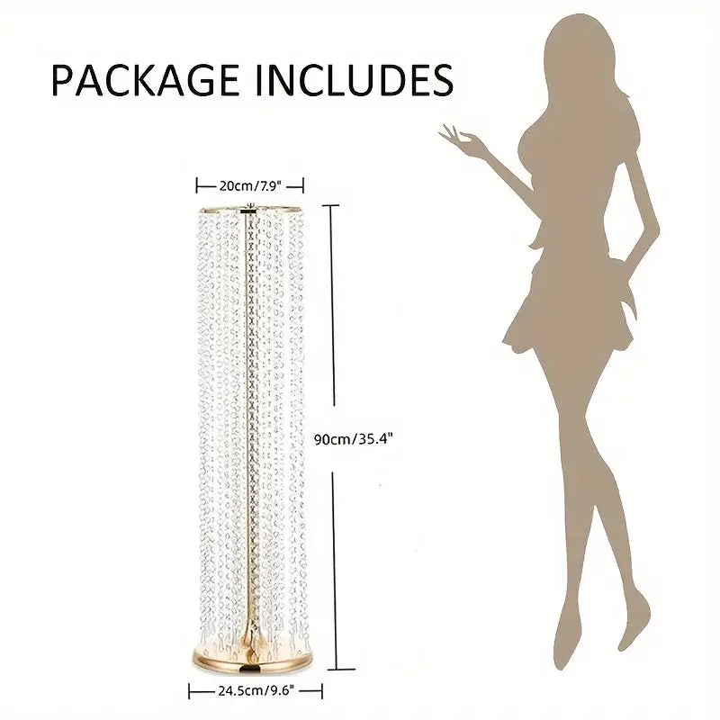 Elegant gold metal vases with crystals and roses wedding decor