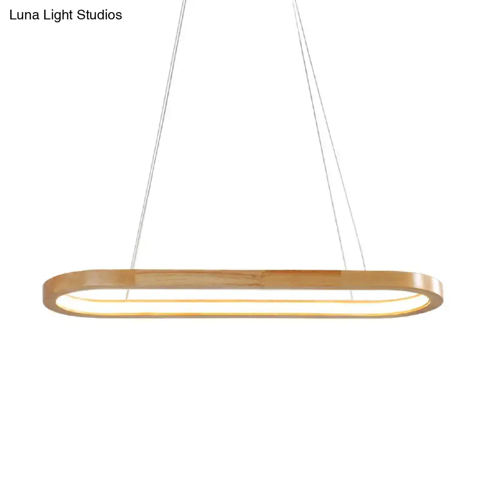 Modern ellipse wood pendant led ceiling light – dining room