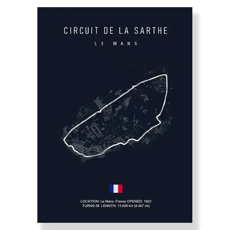 Minimalist dark blue & white salzburgring circuit canvas living room art