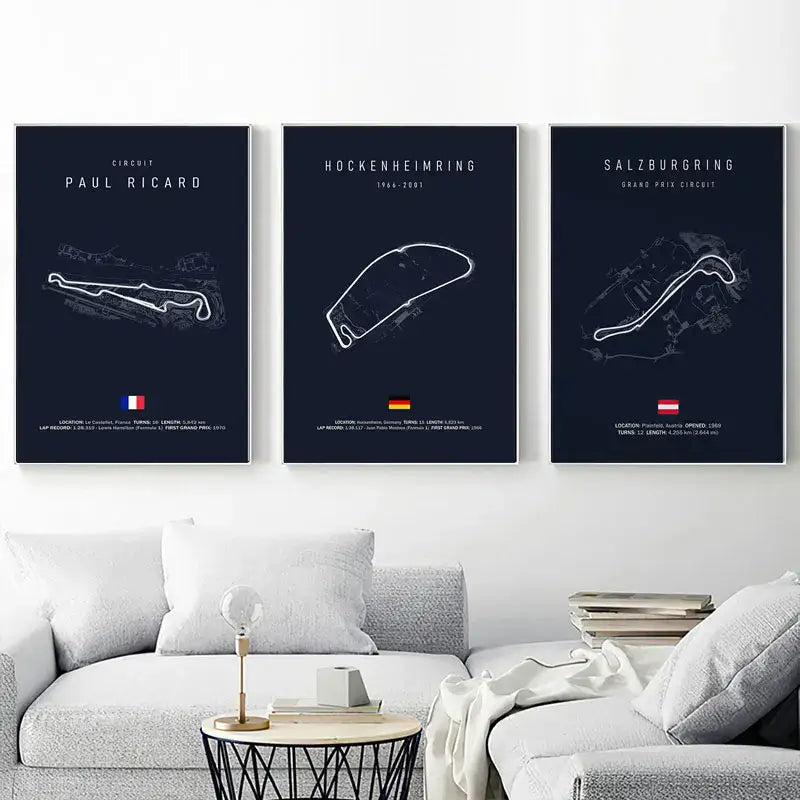 Monaco racing track canvas wall art blue cityscape living room