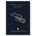 Mugello circuit canvas painting white and dark blue living room art