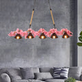 Rustic brown and pink cherry blossom island pendant light dining room