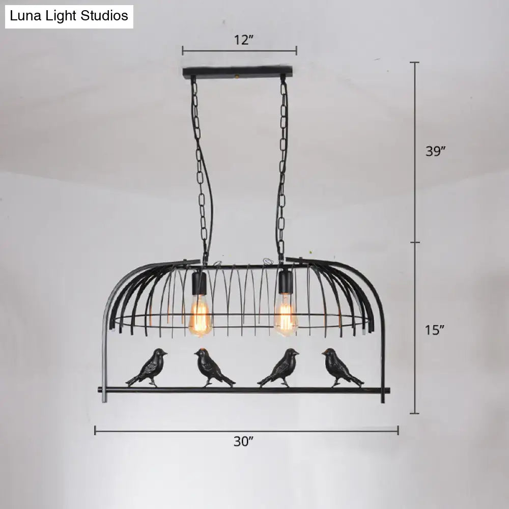 Farmhouse metal black finish birdcage light fixture kitchen pendant