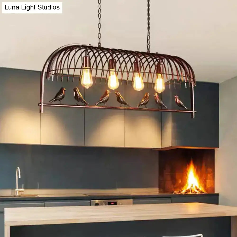 Farmhouse metal black finish birdcage light fixture kitchen pendant