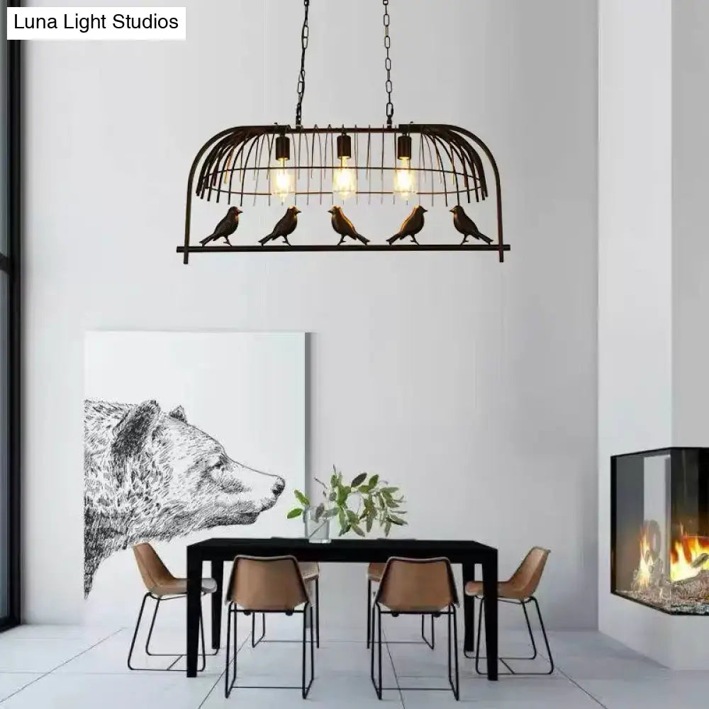 Farmhouse metal black finish birdcage light fixture kitchen pendant