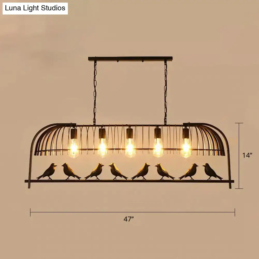 Farmhouse metal black finish birdcage light fixture kitchen pendant