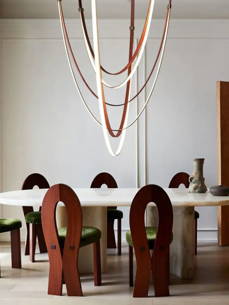 Modern flexible leather belt led chandelier – dining room pendant light