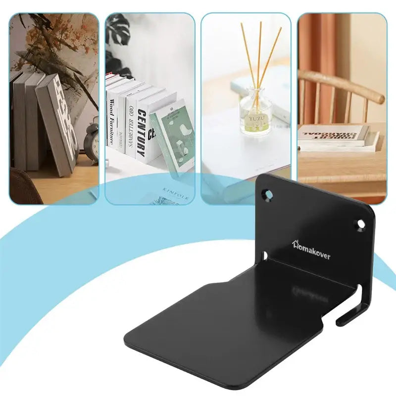 Modern black & white 2pcs floating bookshelf tablet stand bedroom