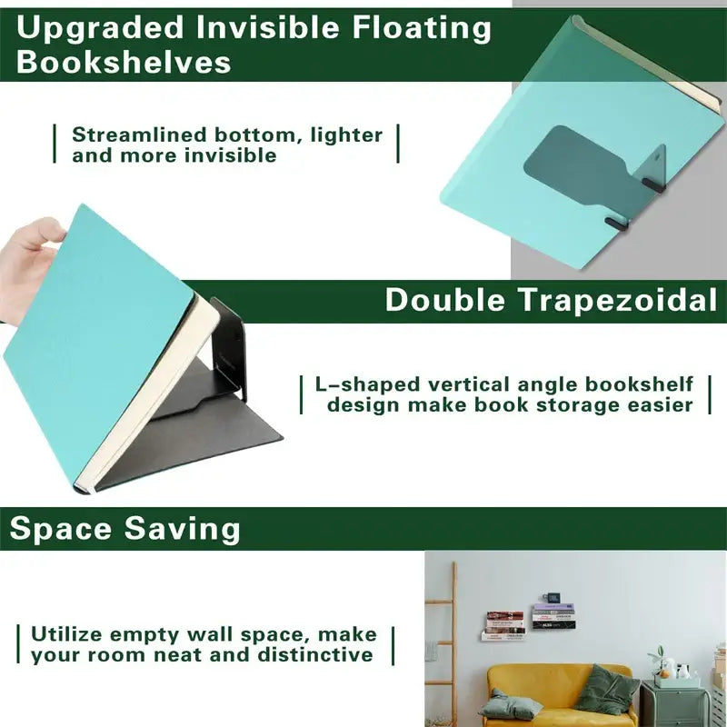 Modern black & white 2pcs floating bookshelf tablet stand bedroom