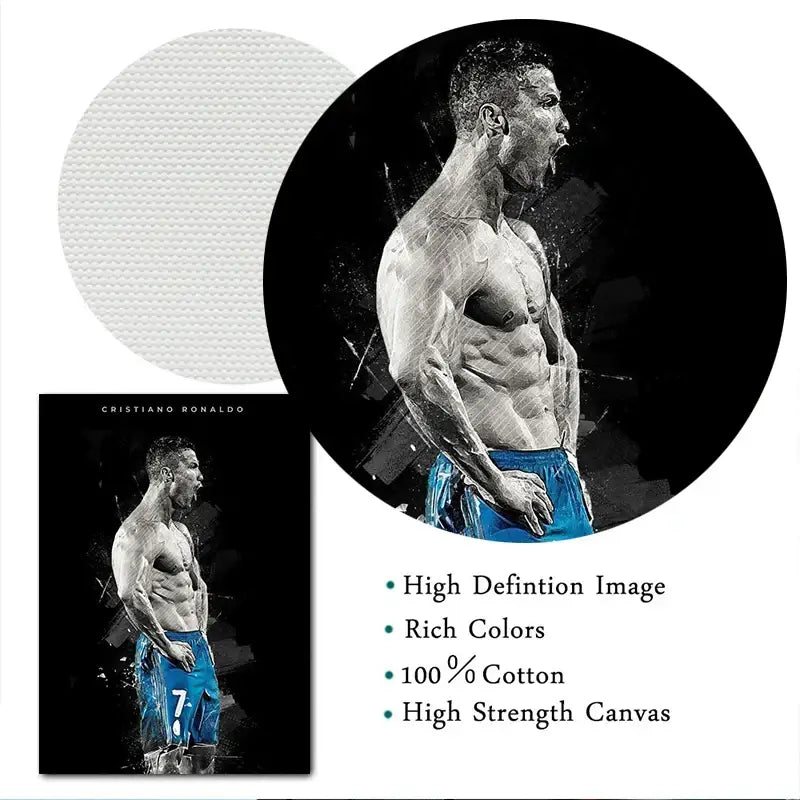 Cristiano ronaldo blue watercolor football star posters bedroom decor