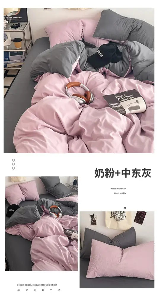 Orange & cream solid color quilt set – bedroom plush comforter