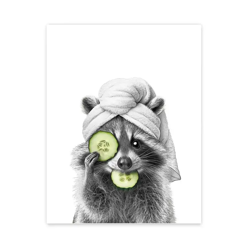 Pig shower black and white animal bathroom wall art