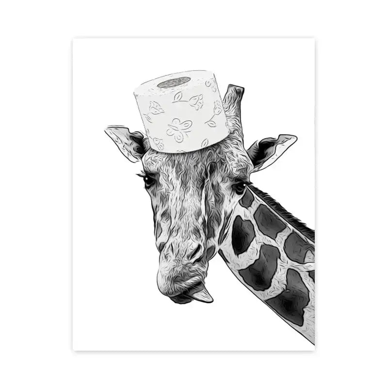 Pig shower black and white animal bathroom wall art