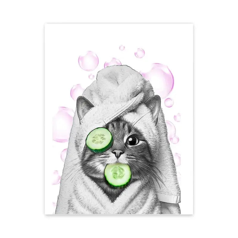 Funny lion with blue toothbrush bathroom wall art animal poster