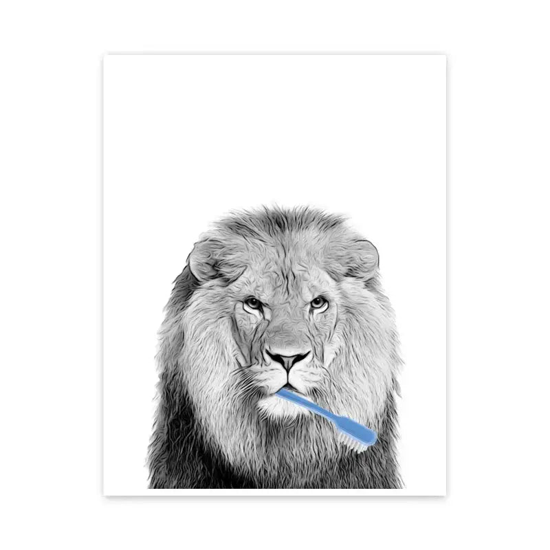 Funny raccoon animal bathroom canvas wall art
