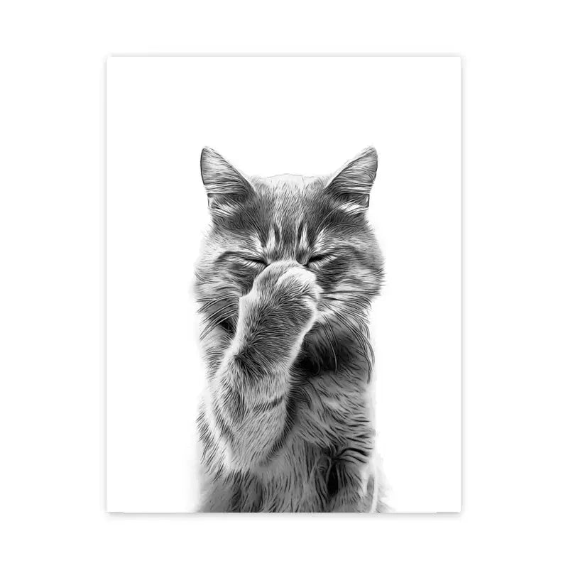 Funny black and white animal wall art canvas bathroom poster