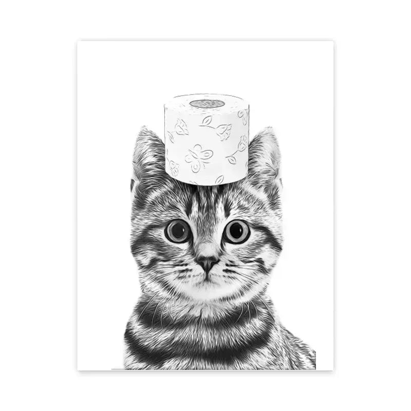 Funny boxer dog in towel bathroom wall art canvas print