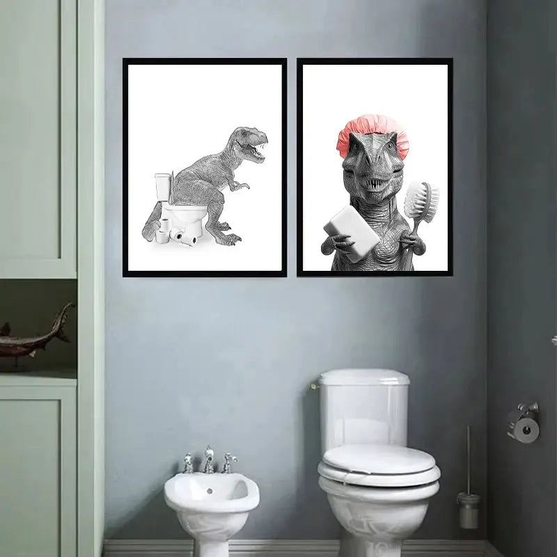 Funny bear wall art black and white bathroom canvas print
