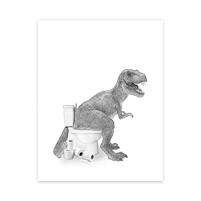 Golden retriever dog elephant toilet paper sketch bathroom wall art