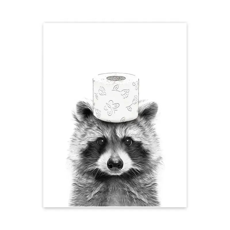 Funny elephant on toilet animal bathroom wall art print