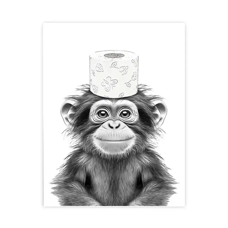 Funny black and white cat print animal bathroom wall art