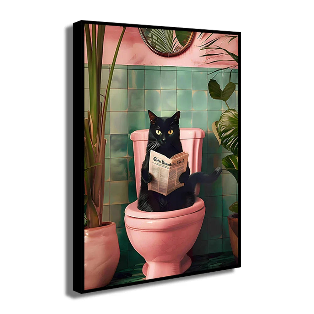 Funny christmas gingerbread man bathroom canvas wall art