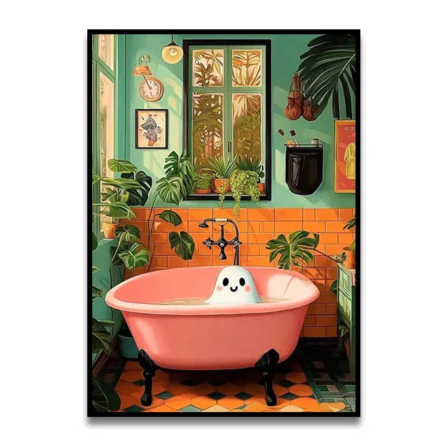 Funny koala reading newspaper bathroom canvas wall art