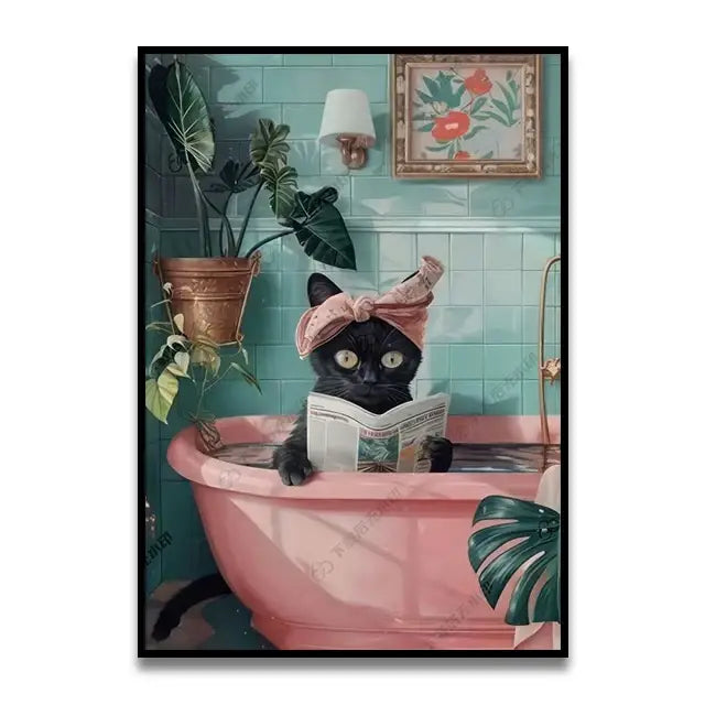 Funny koala reading newspaper bathroom canvas wall art