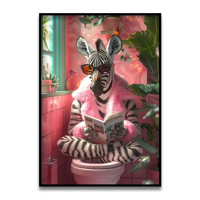 Funny koala reading newspaper bathroom canvas wall art