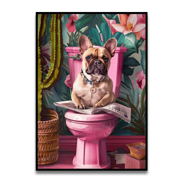 Funny ghost in santa hat bathroom toilet canvas wall art