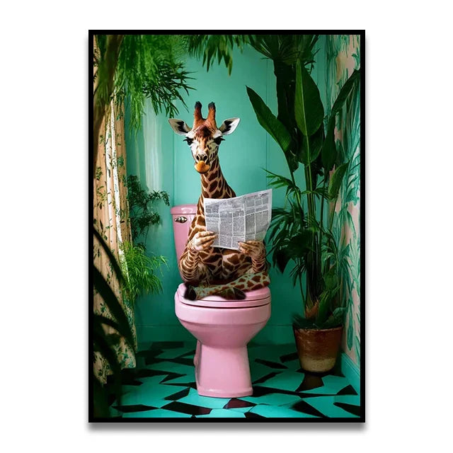 Funny ghost in santa hat bathroom toilet canvas wall art