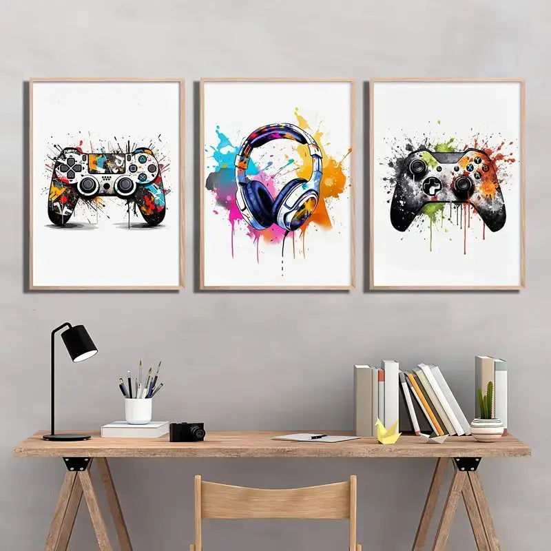 Graffiti gamepad black & white canvas prints – gamer room decor
