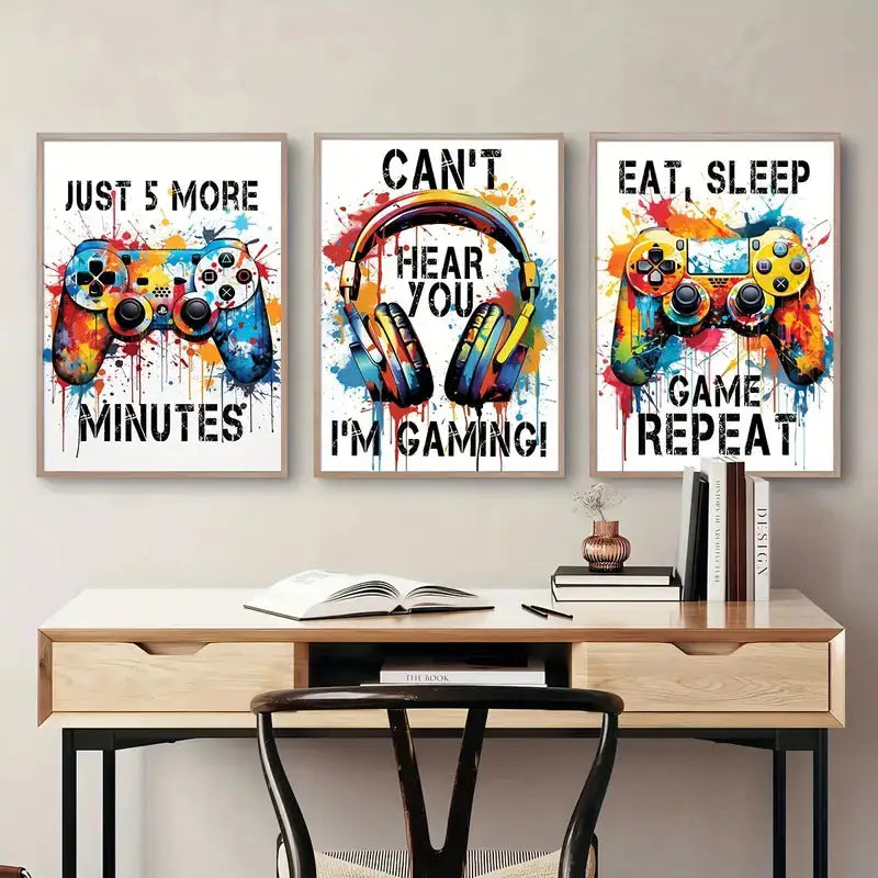 Graffiti gamepad black & white canvas prints – gamer room decor
