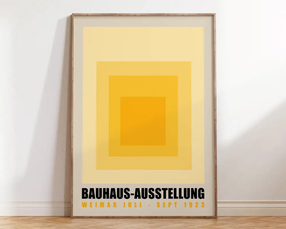 Geometric bauhaus canvas poster teal & cream living room wood frame