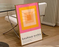 Modernist bauhaus geometric pink & orange canvas poster living room