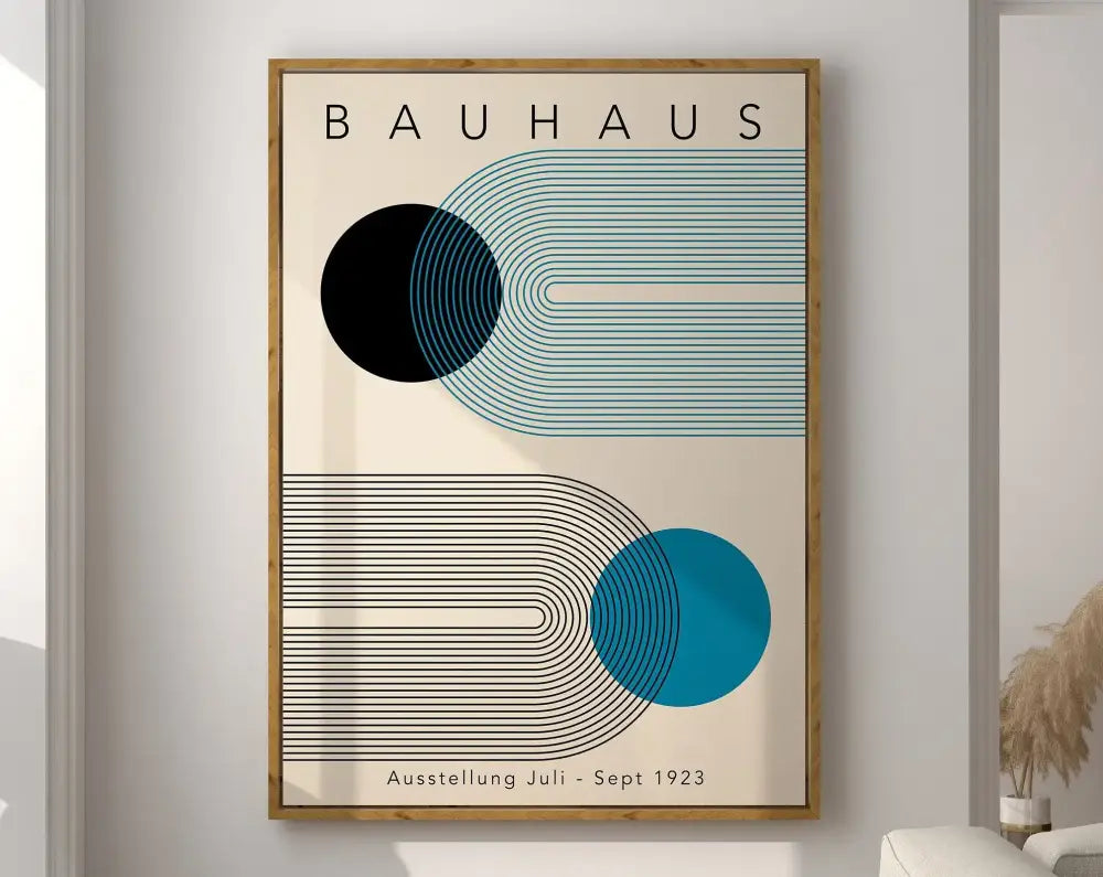 Bauhaus geometric canvas wall art purple & olive living room decor