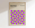 Bauhaus geometric canvas wall art purple & olive living room decor