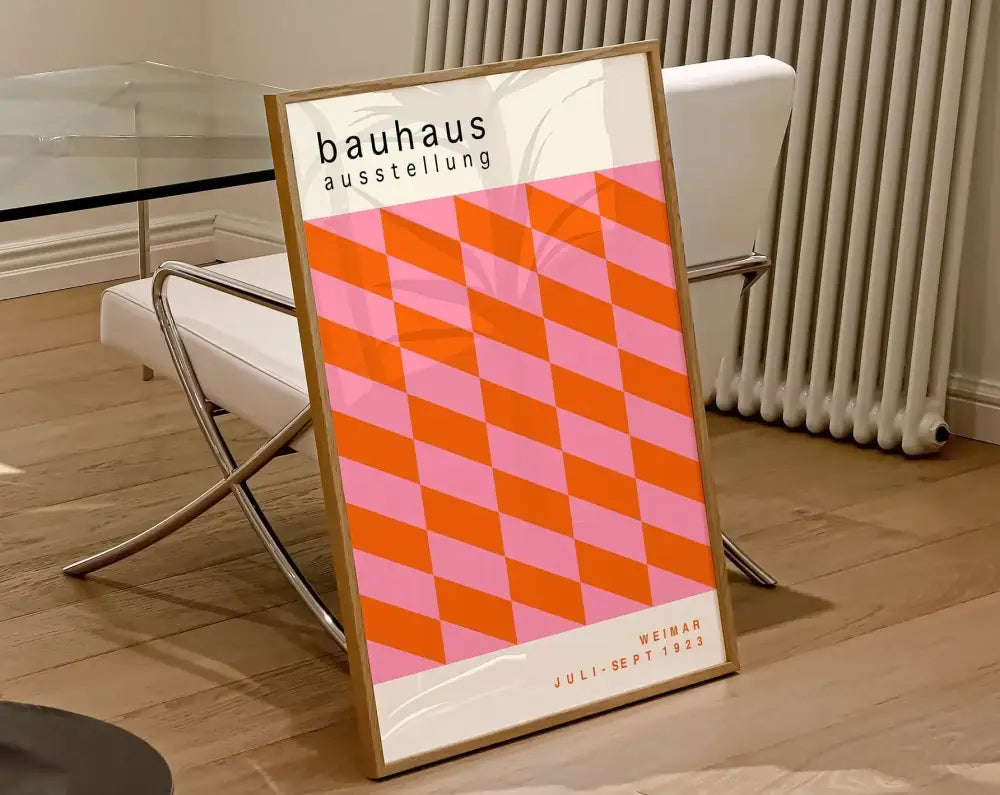 Retro red & green geometric bauhaus wall art living room canvas poster