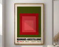 Retro red & green geometric bauhaus wall art living room canvas poster